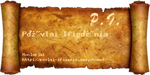 Pávlai Ifigénia névjegykártya